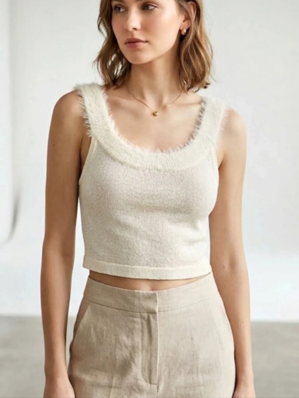 Intimately By Free People Knit Tank Top in White Size Small